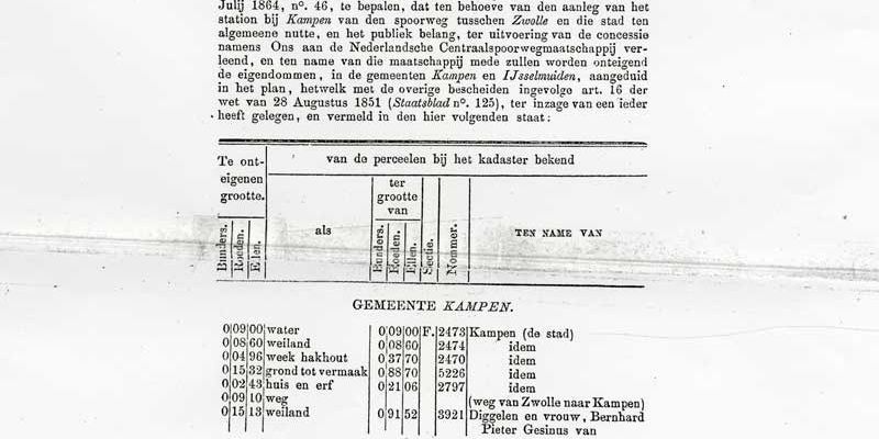 1. Onteigeningswet 30 december 1864 extra onteigeningen bouw station