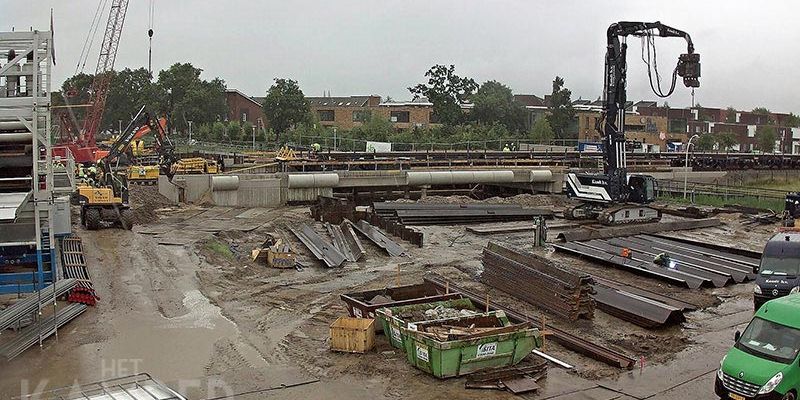 4n. Zwolle 12 juli 2017, de spoorstaaftrein ter plaatse van toekomstig station (foto ProRail)