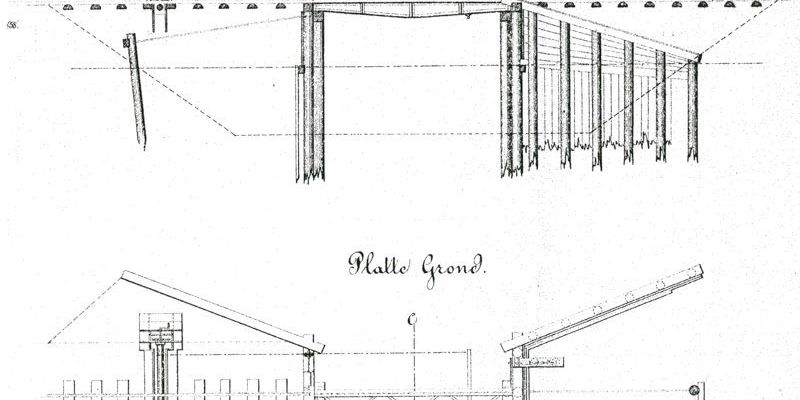 2. Zwolle Veerallee 1871, tekening noodbrug